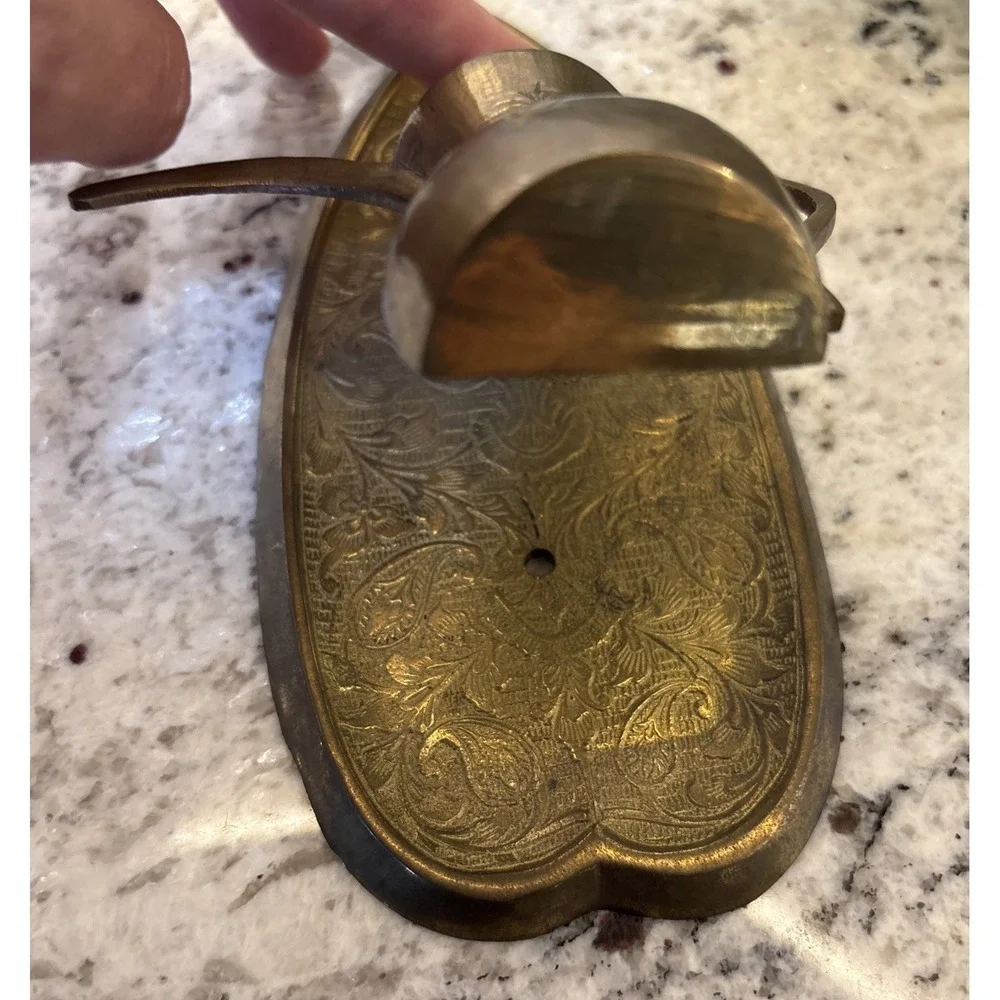 VTG Mid-Century Solid Brass Floral Moroccan‎ Pitcher Carafe Design Door Knocker